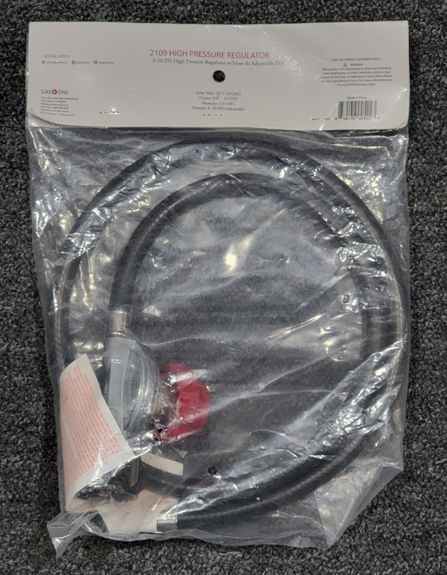 GAS ONE 4FT 0-20PSI Adjustable High Pressure Propane Regulator & Hose