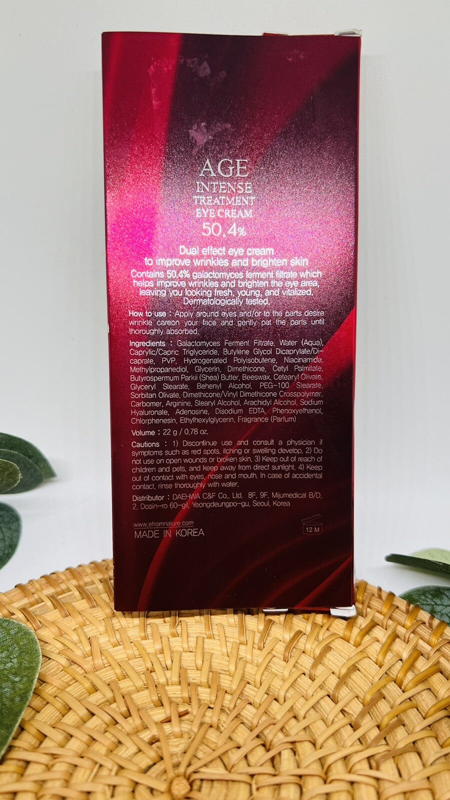 FROM NATURE Age Intense Treatment Eye Cream Improves Wrinkles 0.78 oz Exp: 01/25