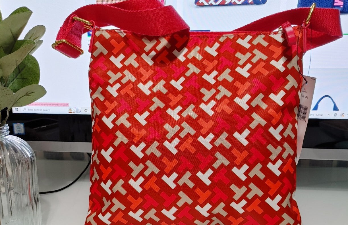 Tommy Hilfiger Logo Neon Pink Crossbody Medium Handbag NWT $78 (Sale $39.99)