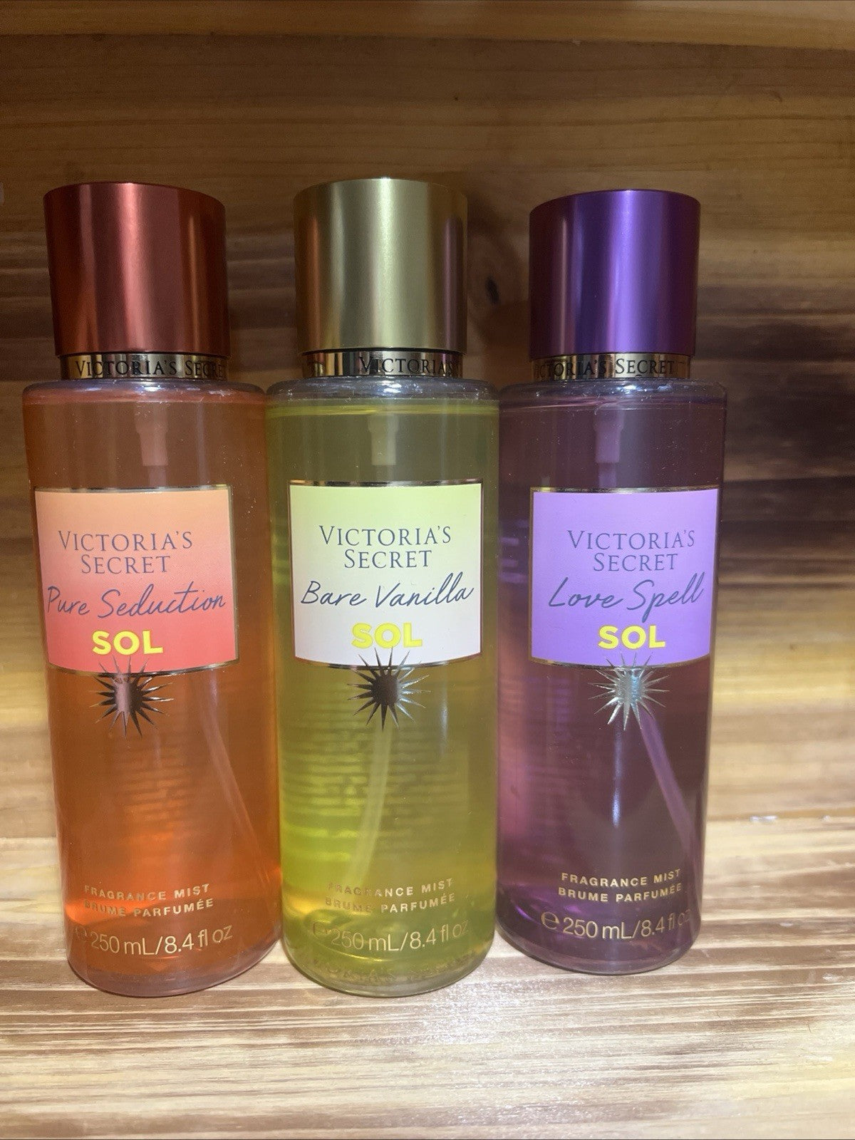 NEW VICTORIA’S SECRET BARE VANILLA,LOVE SPELL & PURE SEDUCTION SOL NEW In Box