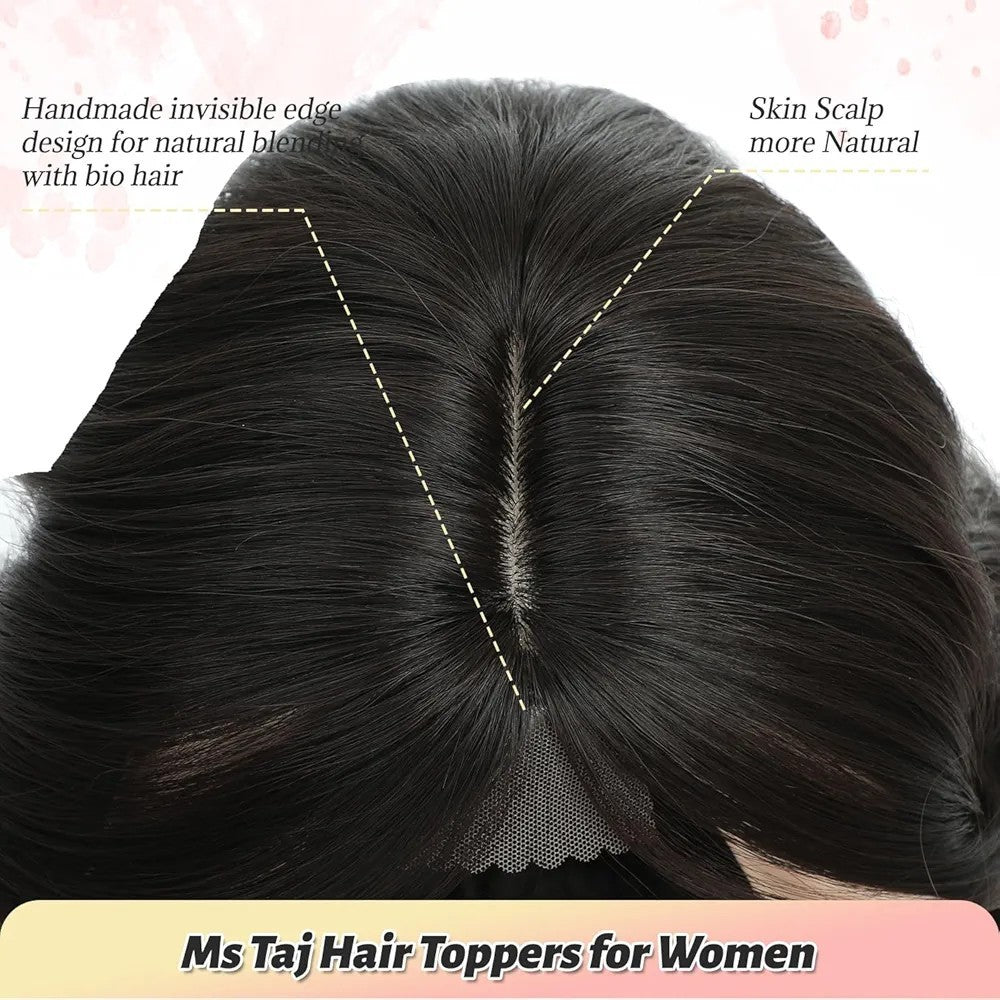 Ms Taj Hair Topper 12 Inch Hair Toppers for Women with Thinning Hair Black NEW