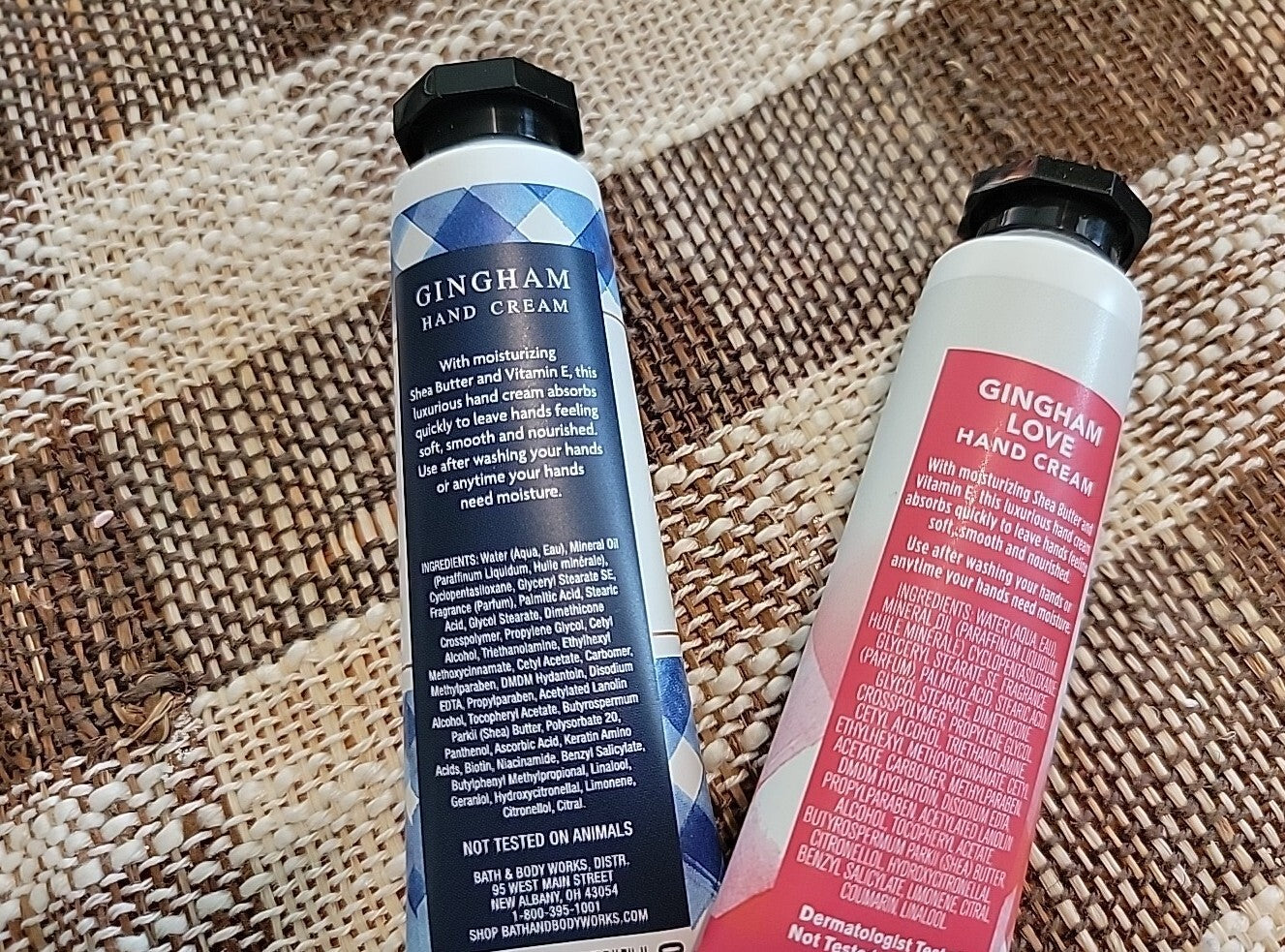 2 Bath & Body Works Gingham Love & Original Shea Butter Hand Cream 1 fl oz each