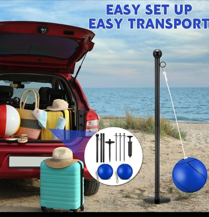 10 ft Tetherball Set with 2 Balls, Portable Replacement Tetherball Ball & Rope