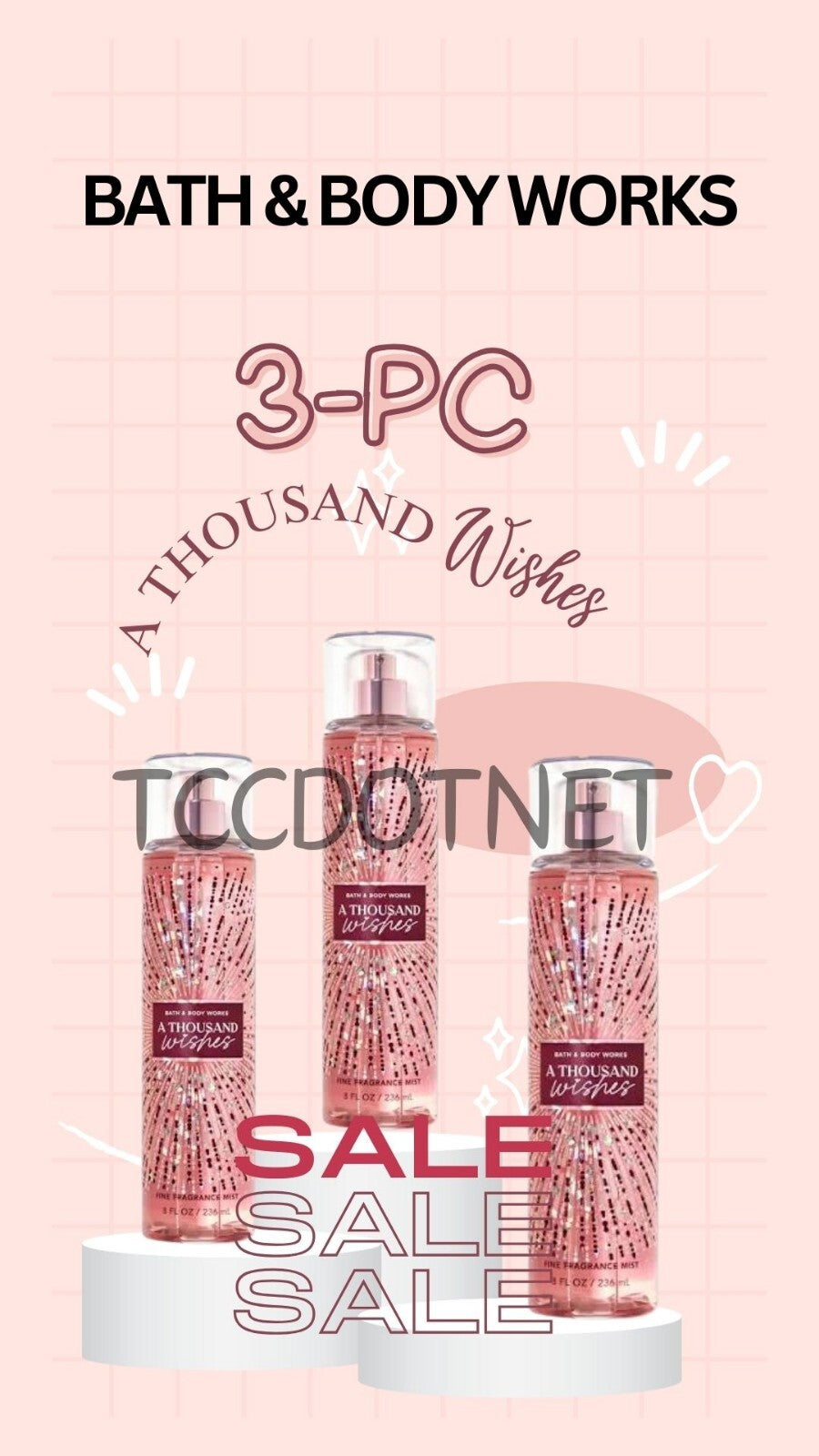 Bath & Body Works A Thousand Wishes Fine Fragrance Mist 8 oz 3-pc Pack NEW