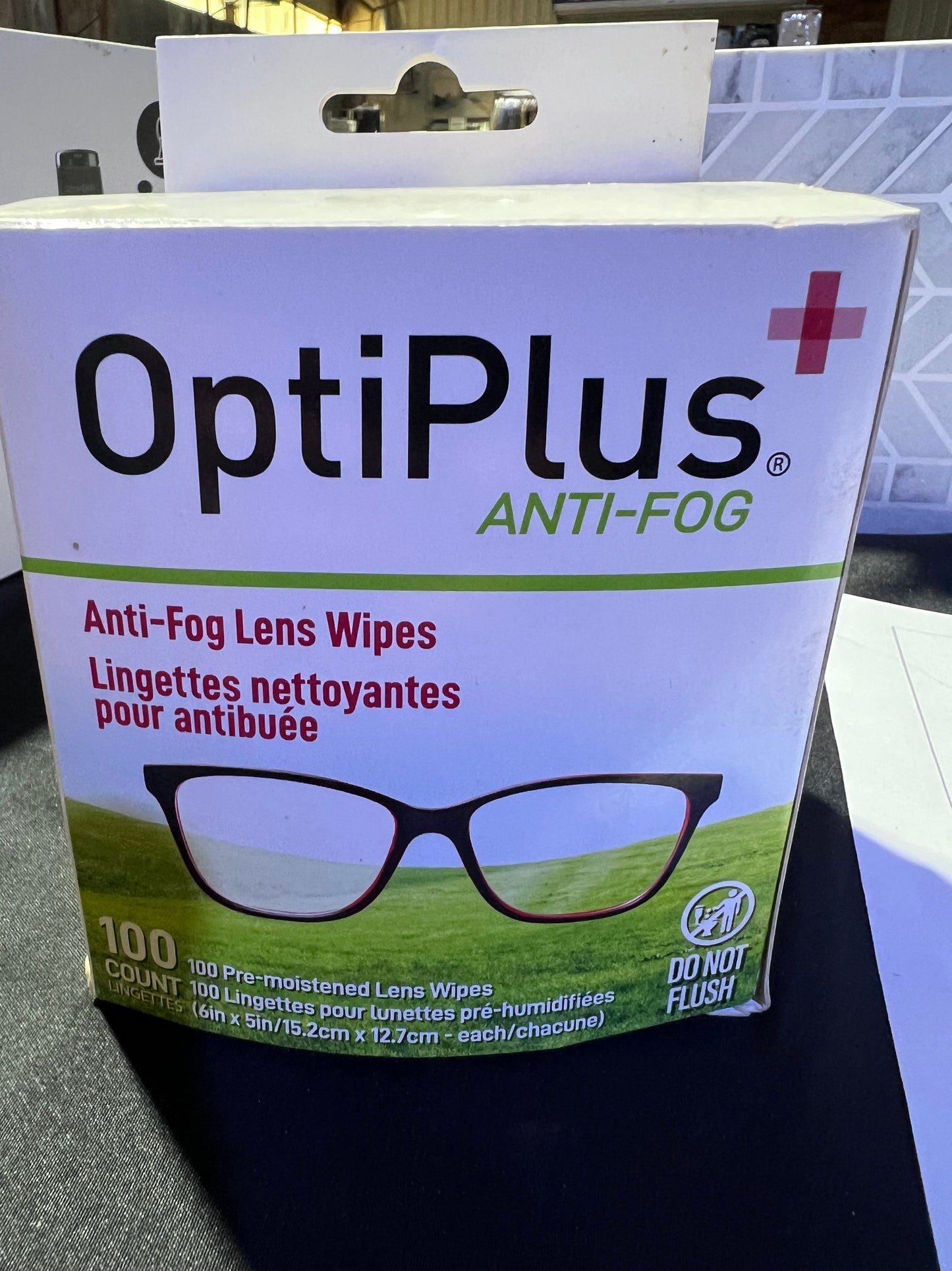 OptiPlus Anti Fog Lens Wipes l Pre-Moistened l Cleaning Wipes for Glasses, Laptops Screens, Smart Phones, Optical Lens, Goggles, Watch Screen l Defogging, Quick-Dry & Scratch-Free l 100 Count