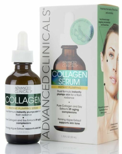 COLLAGEN SERUM Advanced Clinicals 1.75 oz INSTANTLY PLUMPS Dewy Glow