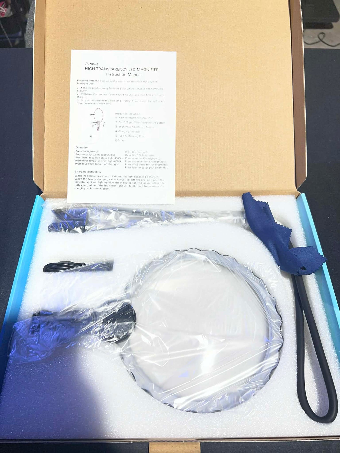 Neck Hanging Magnifier with Light Large Acrylic Lens Senior Friendly Magnifying Glass for Reading Sewing & Stitching