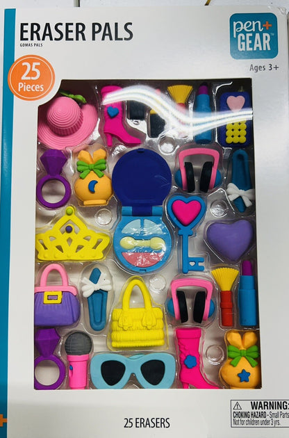 NEW 3 Boxes 25-pc Pen+Gear Eraser Pals Safari, Latex and Smudge Free