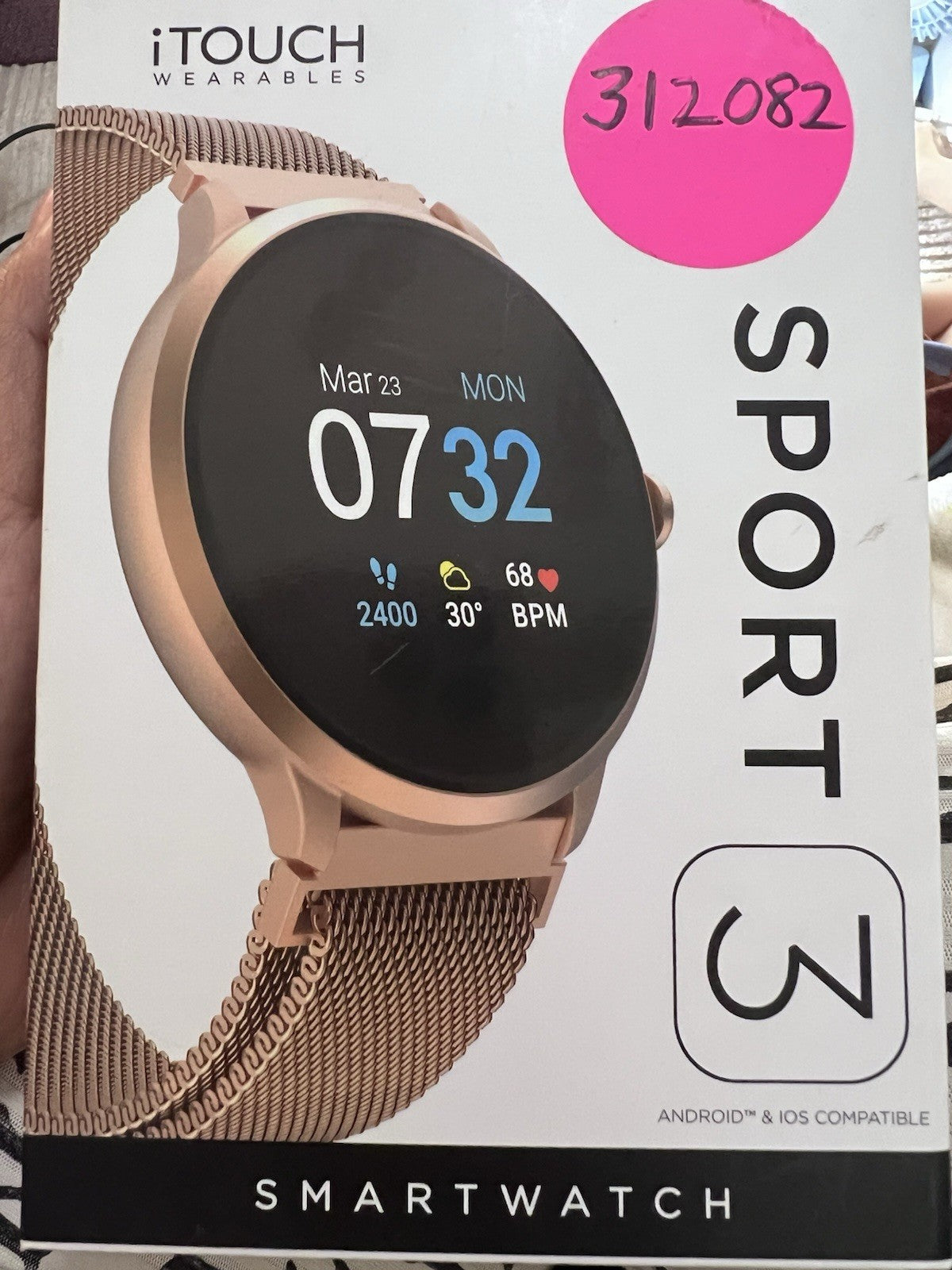 Itouch Sport 3 Smart Watch & Fitness Tracker, Women & Men, (43mm), Rosegold Mesh