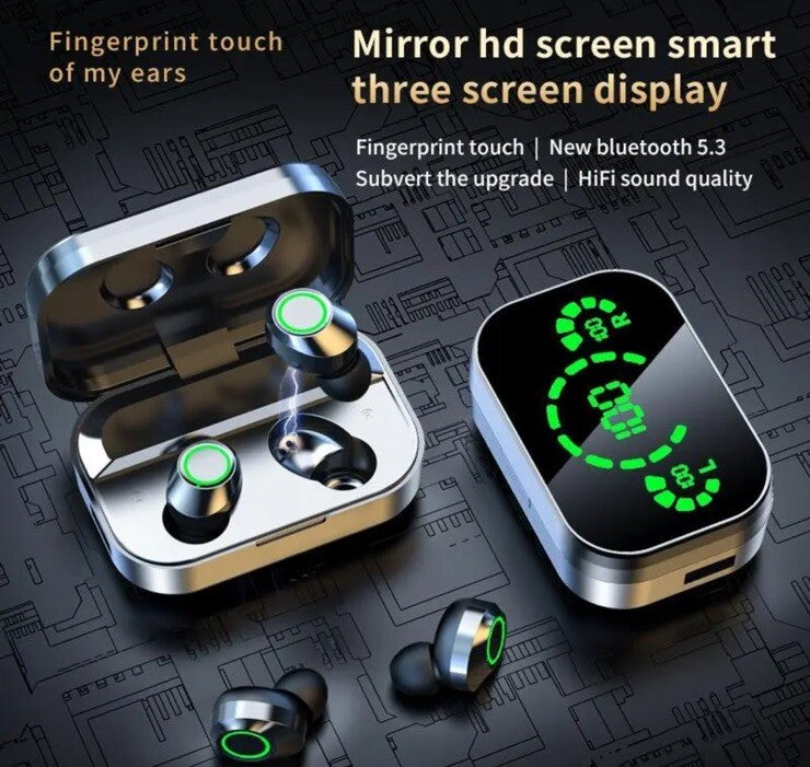 YD03 Wireless Bluetooth In Ear Headset Large Screen Smart Digital Display NIB