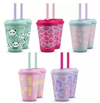 Ello Kids 12-Ounce Color Changing Tumblers with Lids & Straws 10 Pack New in Box