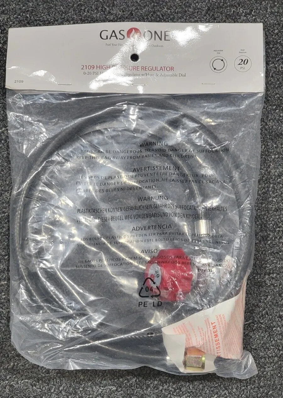 GAS ONE 4FT 0-20PSI Adjustable High Pressure Propane Regulator & Hose