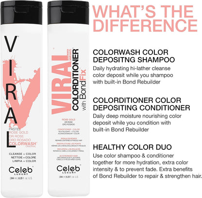CELEB LUXURY VIRAL HAIR COLOR /COLOR WASH COLOR SHAMPOO ROSE GOLD  8.25oz
