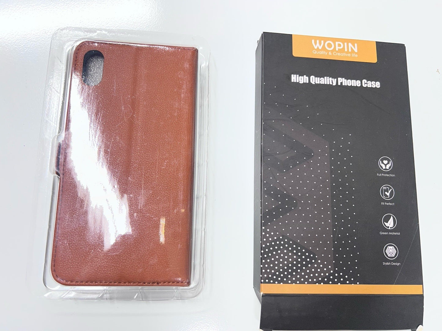 WOPIN Luxury Leather Flip Wallet Case For iPhone X Max (6.5") - Brown
