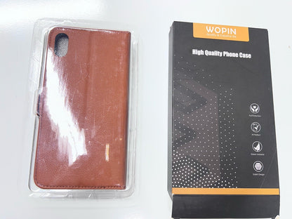 WOPIN Luxury Leather Flip Wallet Case For iPhone X Max (6.5") - Brown
