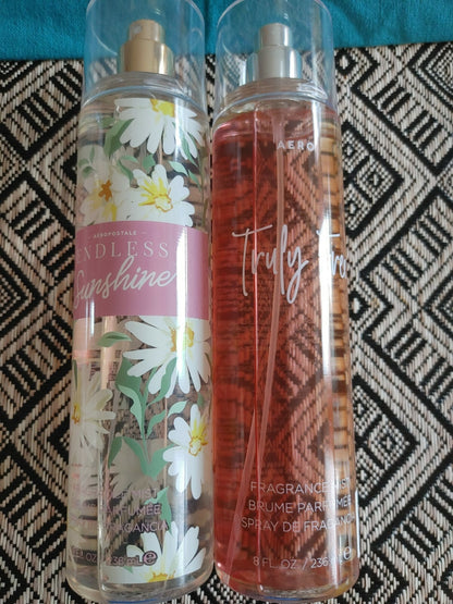 Aeropostale Women 2X Fragrance Mist 8fl oz. each Truly Free &Endless Sunshine