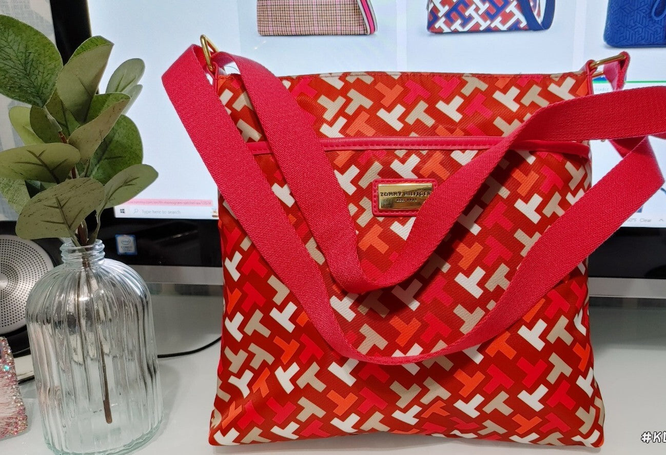 Tommy Hilfiger Logo Neon Pink Crossbody Medium Handbag NWT $78 (Sale $39.99)