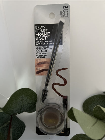 L'Oreal Brow Stylist Frame & Set Cream Pomade (0.08oz/2.3g) Warm Brunette 214