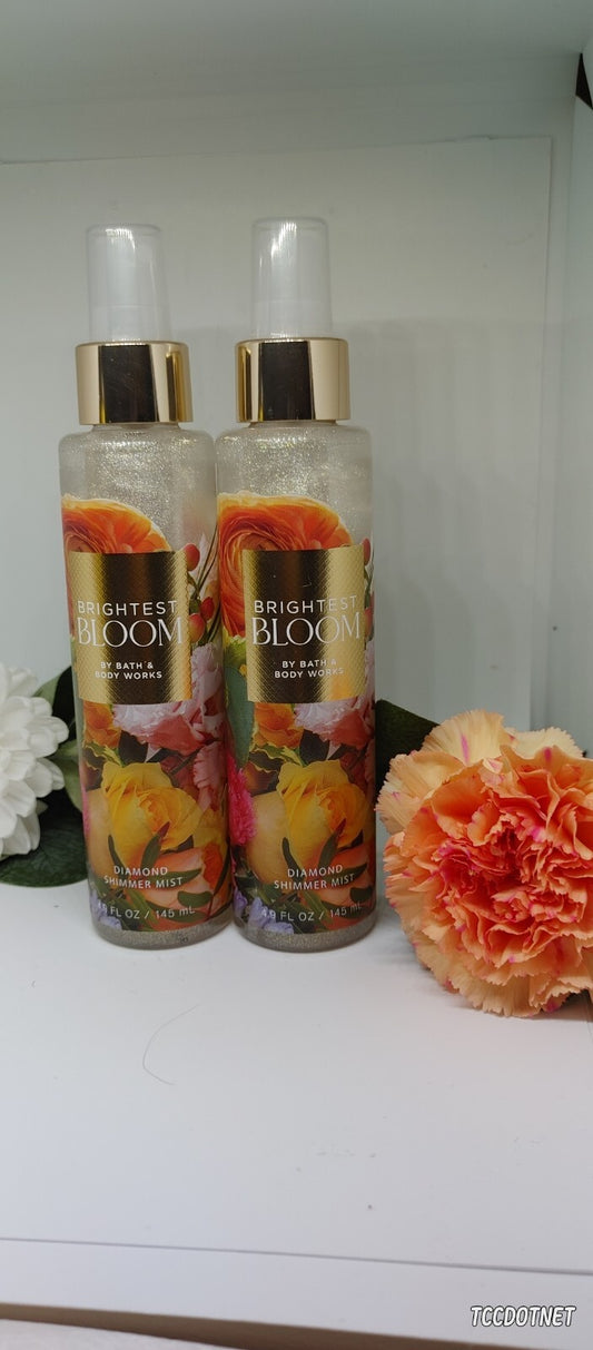 ALL NEW Brightest Bloom Diamond SHIMMER Mist 4.9 oz Bath & Body Works 2pc-set