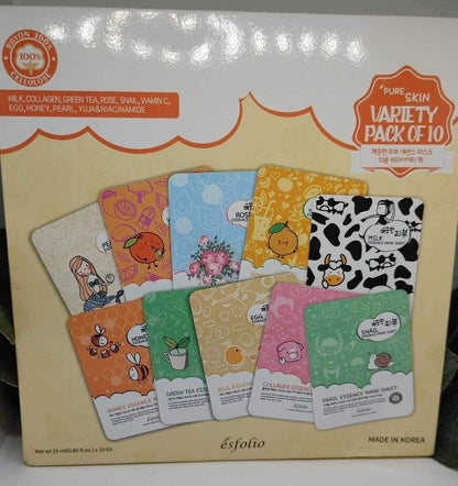 esfolio Pure Skin Essence Mask Variety Of 10 Pack - K-Beauty New