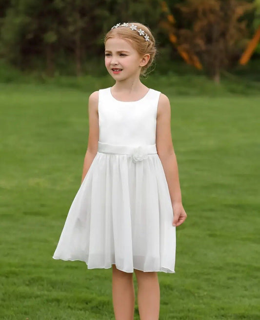 Flower Girl Wedding Party First Communion Dress Ivory  6-7Years