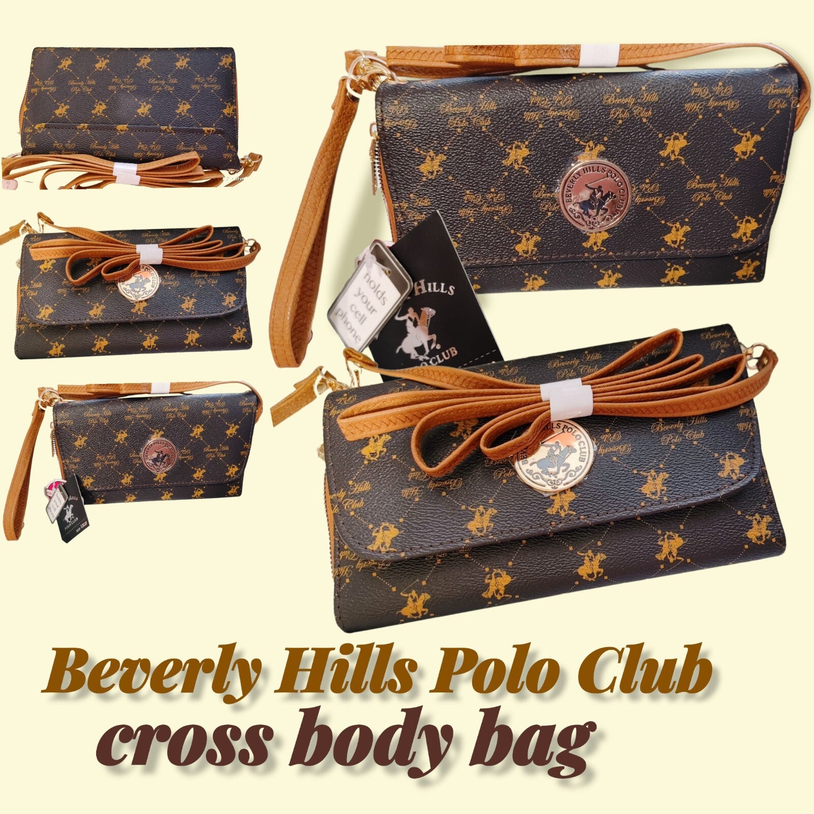 Beverly Hills Polo Club Wallet Crossbody bag (Brown) NEW w/ Tags