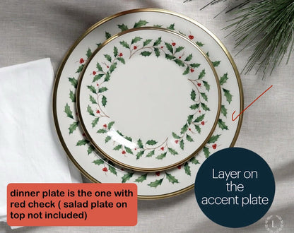 Lenox Plate Holiday Christmas Holly Porcelain 10.5" Dinnerplate 4pc  MSRP $78/pc