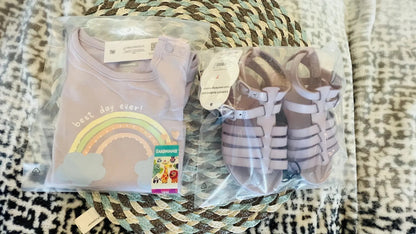 Garanimals Baby Girls Cute Rainbow /Bodysuits Size18 M & Gladiator Sandals Size7