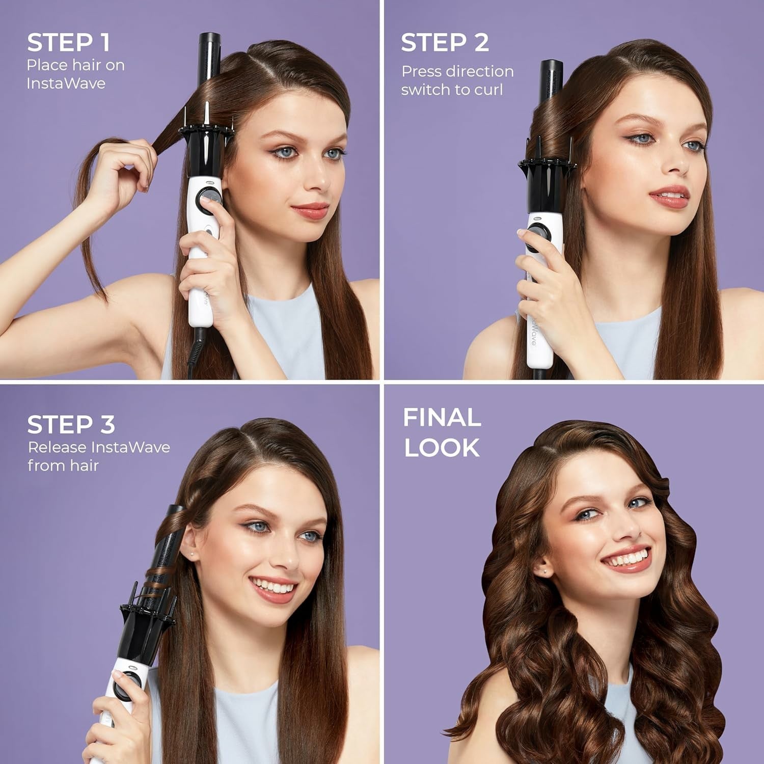 KISS Instawave Deluxe Automatic Rotating Curling Iron  1” Ceramic Ionic Wand