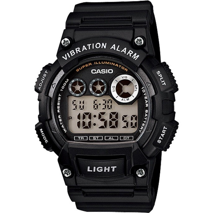 Casio W735H-1AV, Black, 100m Water Resistance /Resin Men Watch w/free Clear case