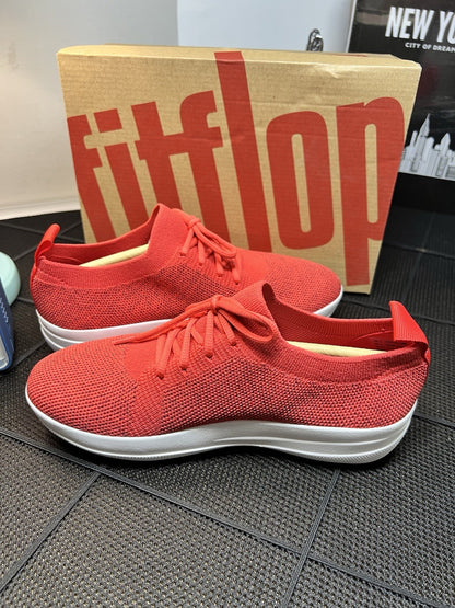 FitFlop Womens F-SPORTY UBERKNIT Athletic Sneakers Breathable Slip on NIN Red