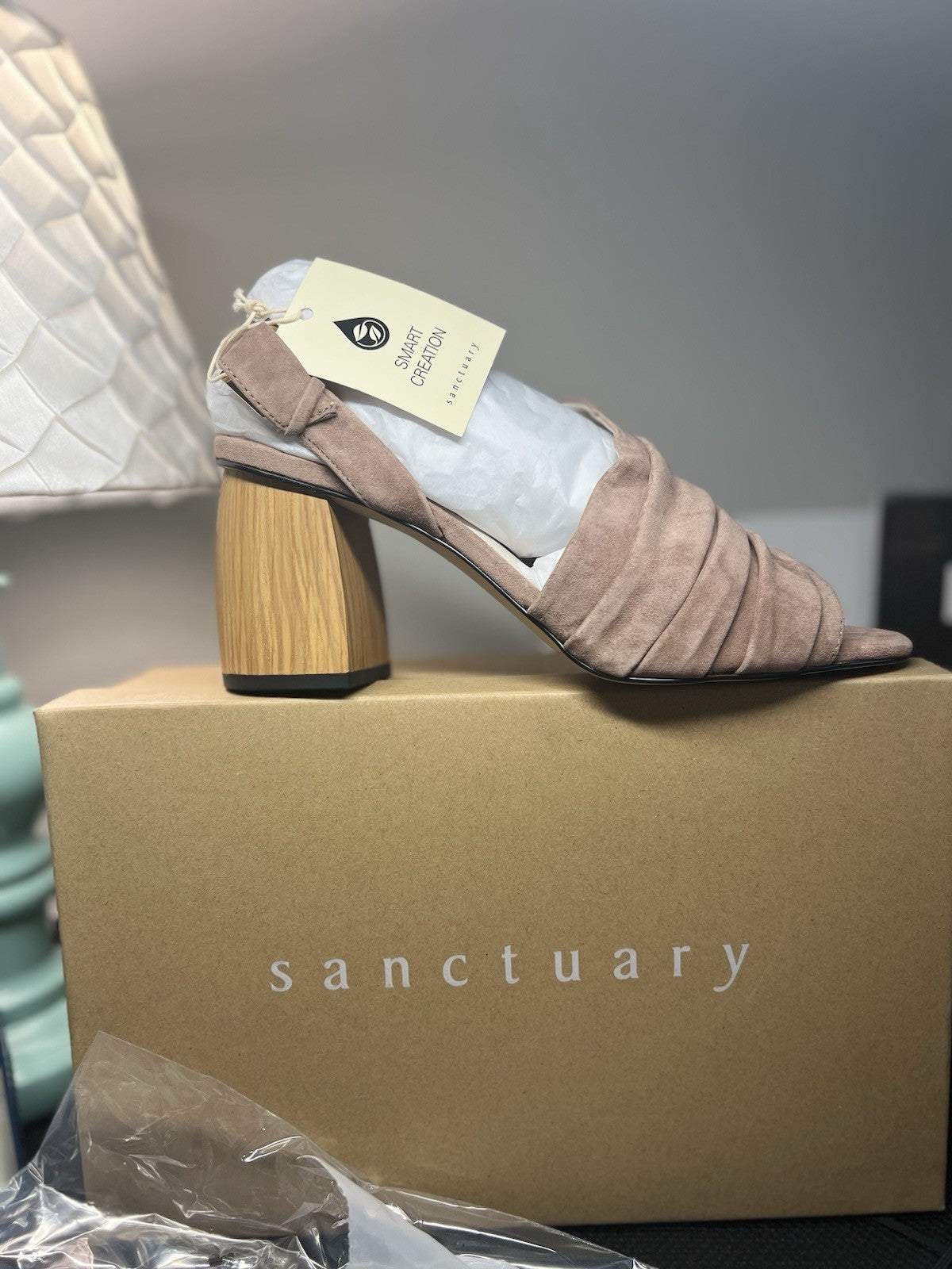 Sanctuary Regal Slouchy Asymmetric  Desert Taupe Sz 8.5 Wood Block Heel MSRP$139
