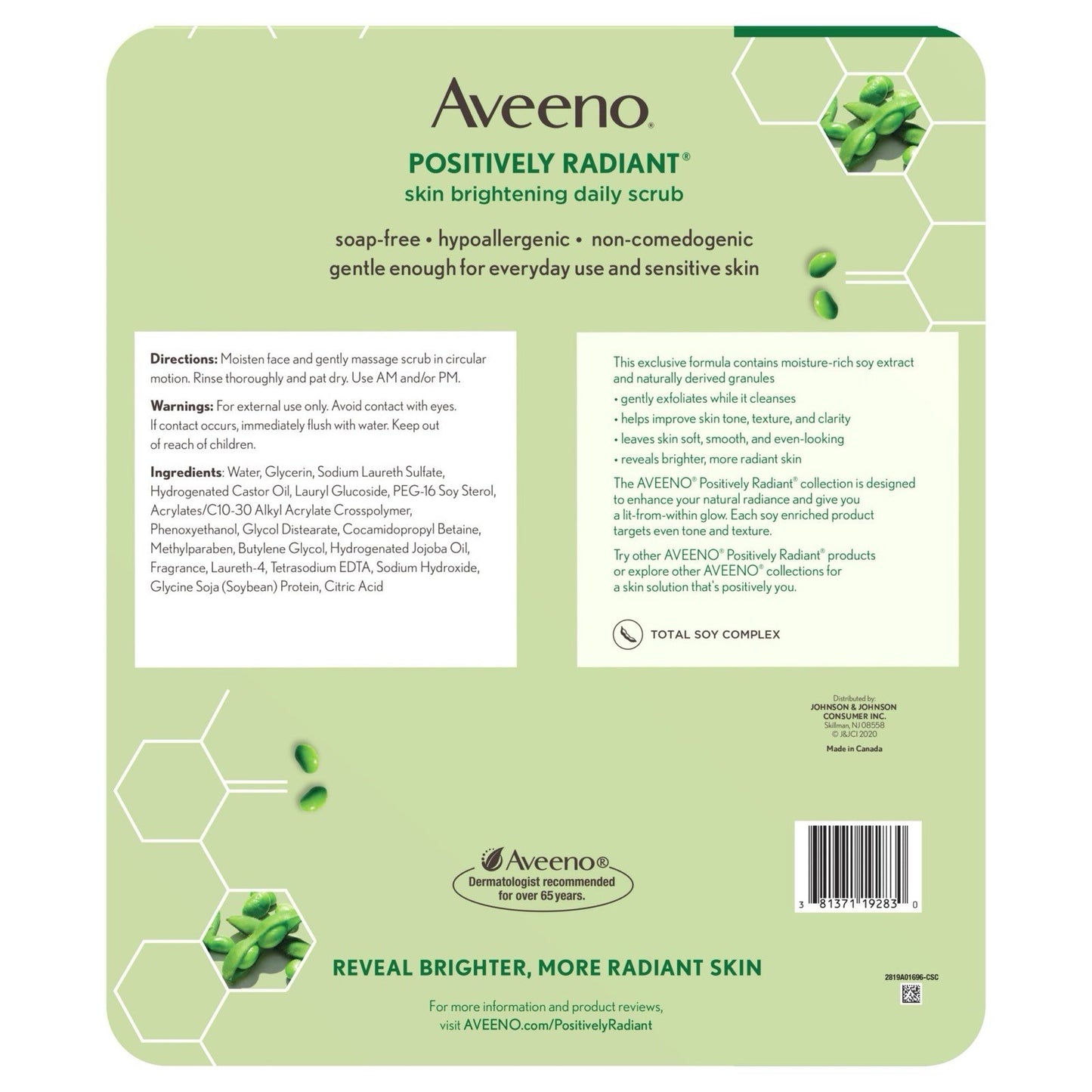 AVEENO Positively Radiant  Skin Brightening Facial Scrub Set of 3 New Sealed
