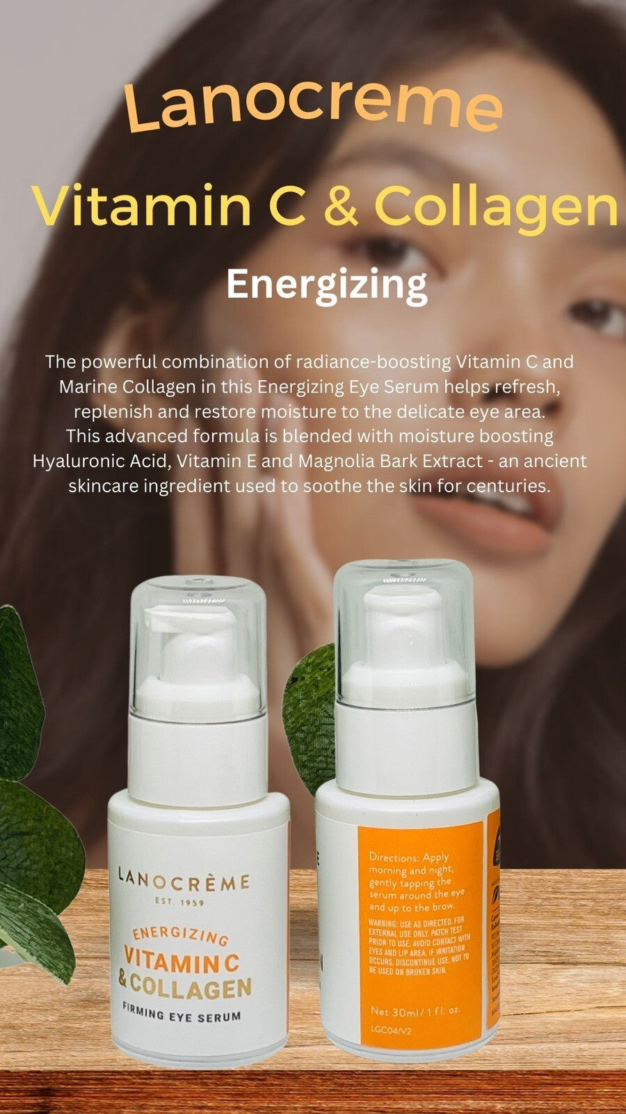Eye Serum Energizing Vitamin C & Collagen Brightener Firming Lanocreme New