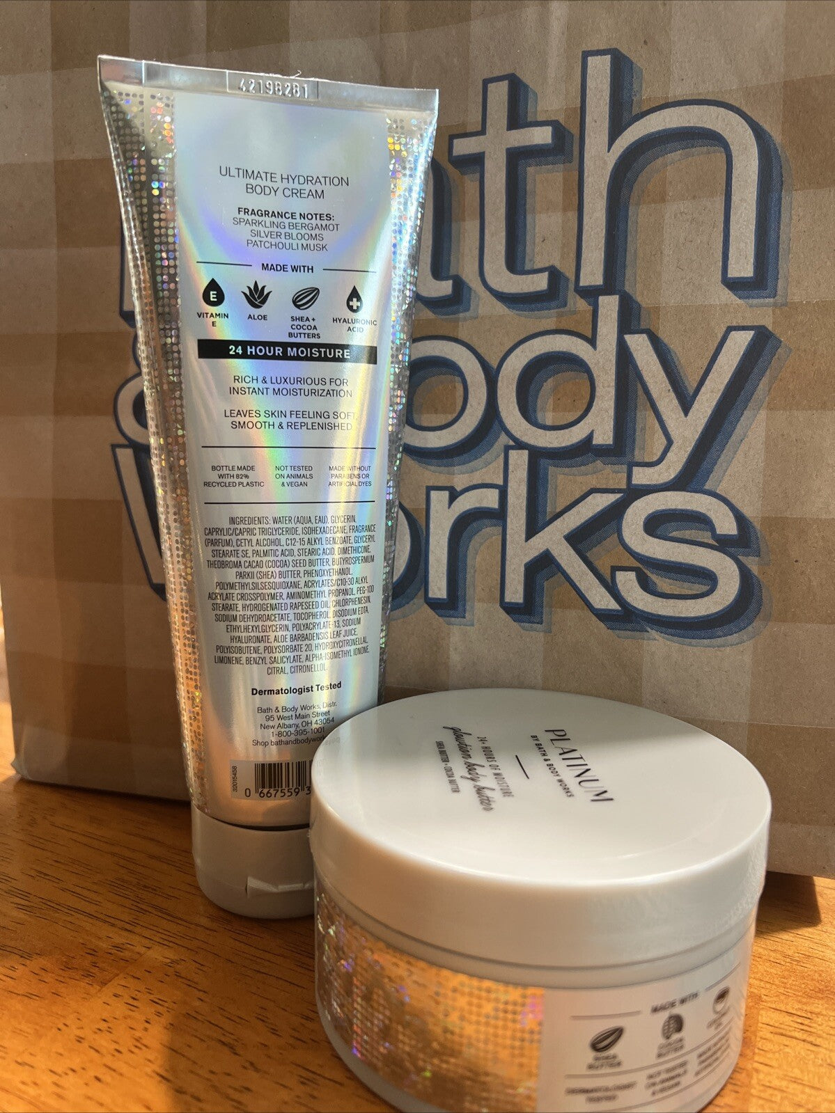 Bath & Body Works Platinum Body Cream + Glowtion Whipped Body Butter 2pc Set NEW