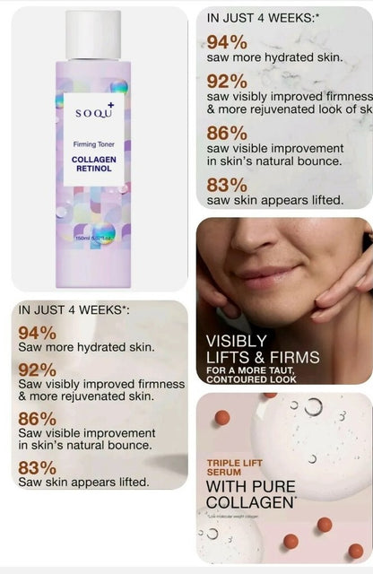 SOQU Firming Toner with Collagen + Retinol Made in Korea 5.07 oz New
