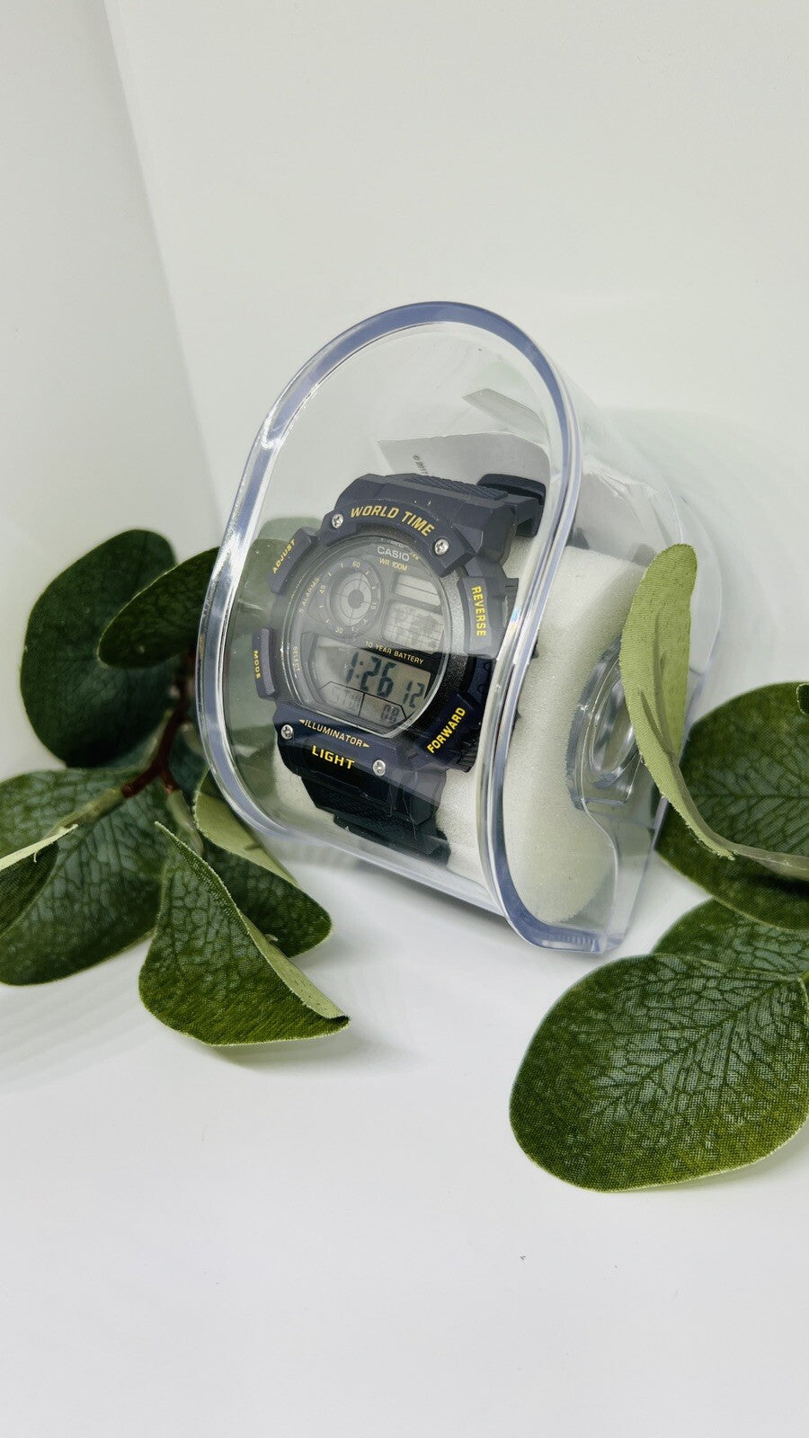 Casio AE1400WH-2AV, Blue, 100M, 5 Alarms, World Time, Resin w/free Clear case