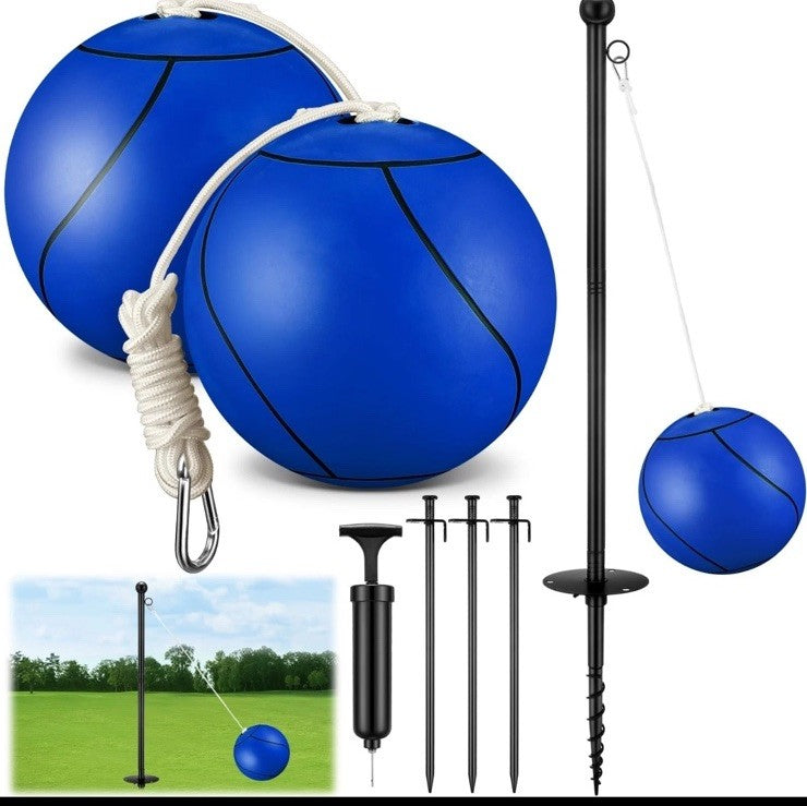 10 ft Tetherball Set with 2 Balls, Portable Replacement Tetherball Ball & Rope
