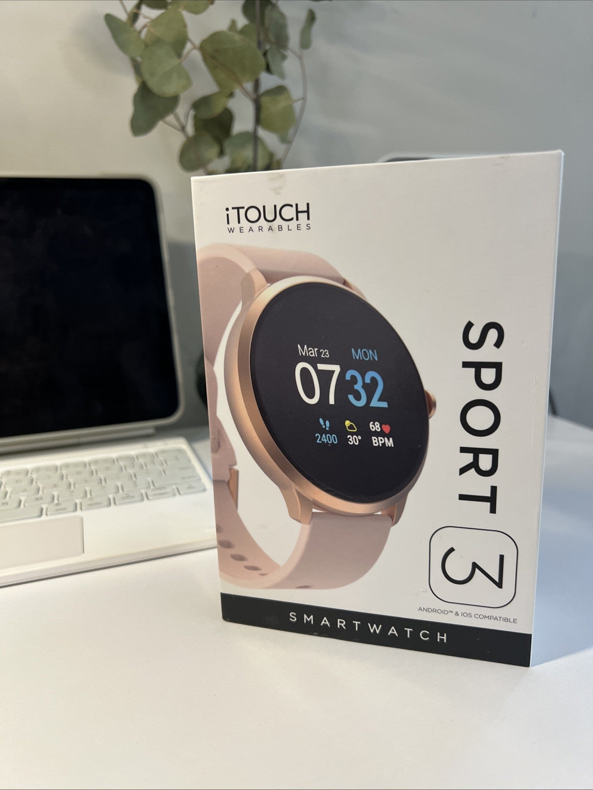 iTouch Sport 3 Smartwatch Fitness Tracker: Rose Gold Case Blush Strap (Openbox)