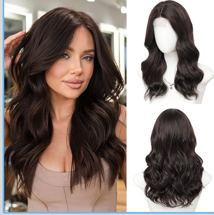 Black Wigs for Women 18 Inch Middle Part Medium Length Short Curly Wavy Wigs,...