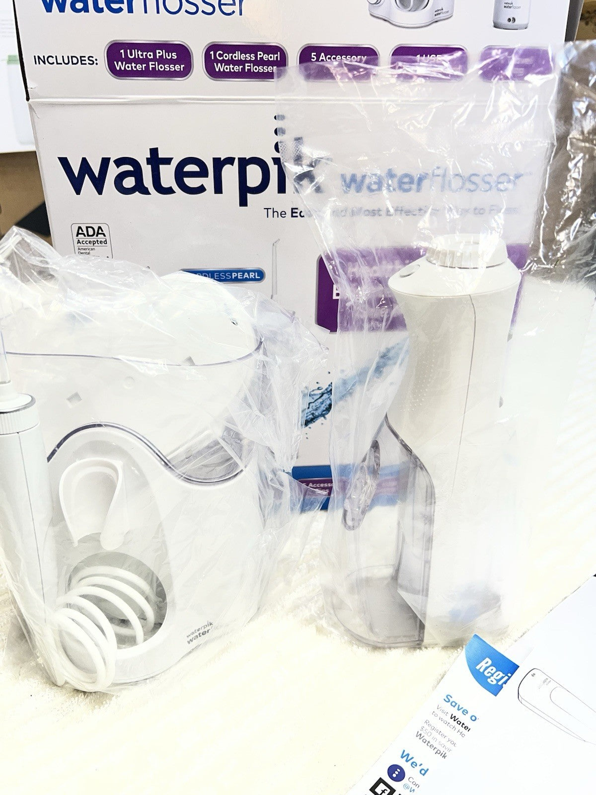 Waterpik Ultra Plus & Cordless l Water Flosser, White  Open Box New & Sealed