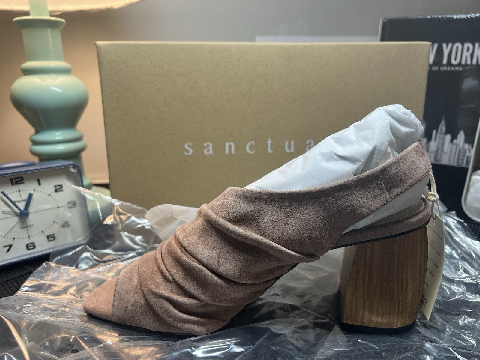 Sanctuary Regal Slouchy Asymmetric  Desert Taupe Sz 8.5 Wood Block Heel MSRP$139