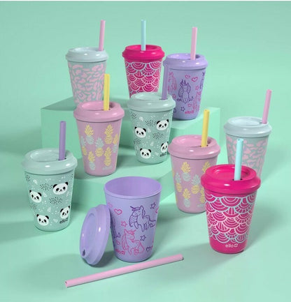 Ello Kids 12-Ounce Color Changing Tumblers with Lids & Straws 10 Pack New in Box