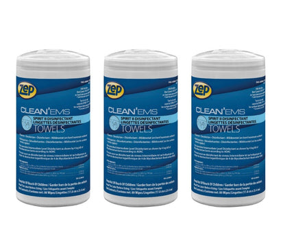 3 Pack-Zep Cleaning Towels, 7"x10" Wipe Spirit II Disinfectant Towels @40s