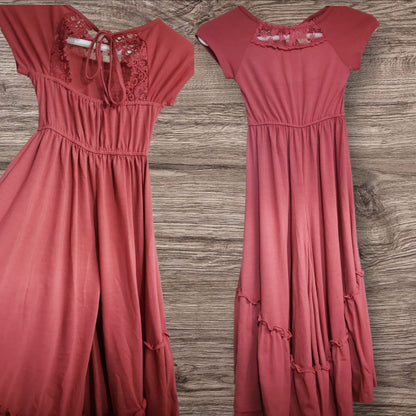 Mia Joy Joyfolie Girls sz 6 paprika red flare bell leg boho holiday jumpsuit