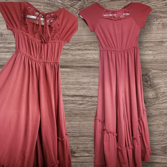 Mia Joy Joyfolie Girls sz 6 paprika red flare bell leg boho holiday jumpsuit