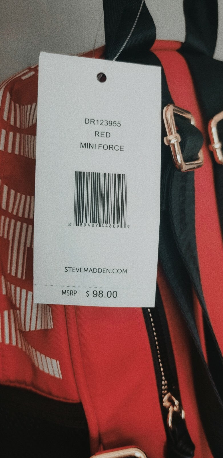 Steve Madden Womens Red Mini Force Red &Black Travel backpack SRP $98