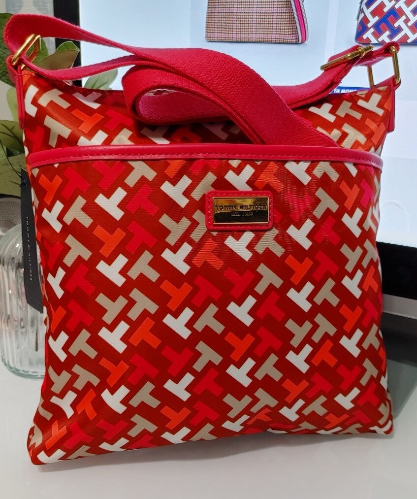 Tommy Hilfiger Logo Neon Pink Crossbody Medium Handbag NWT $78 (Sale $39.99)