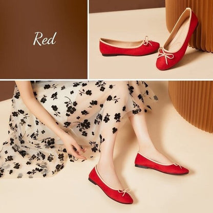 Women Red Shoes Size  9 Ballet/ Christmas/Slip On Red suede pumps New
