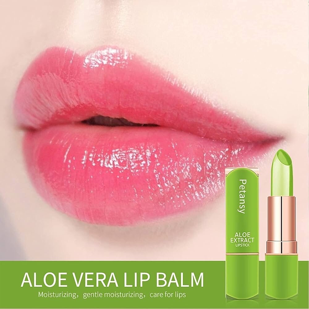 Aloe Vera Lipstick ,Lip Moisturizer Long Lasting Color Changing Petansy 3 Packs
